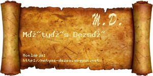 Mátyás Dezső névjegykártya